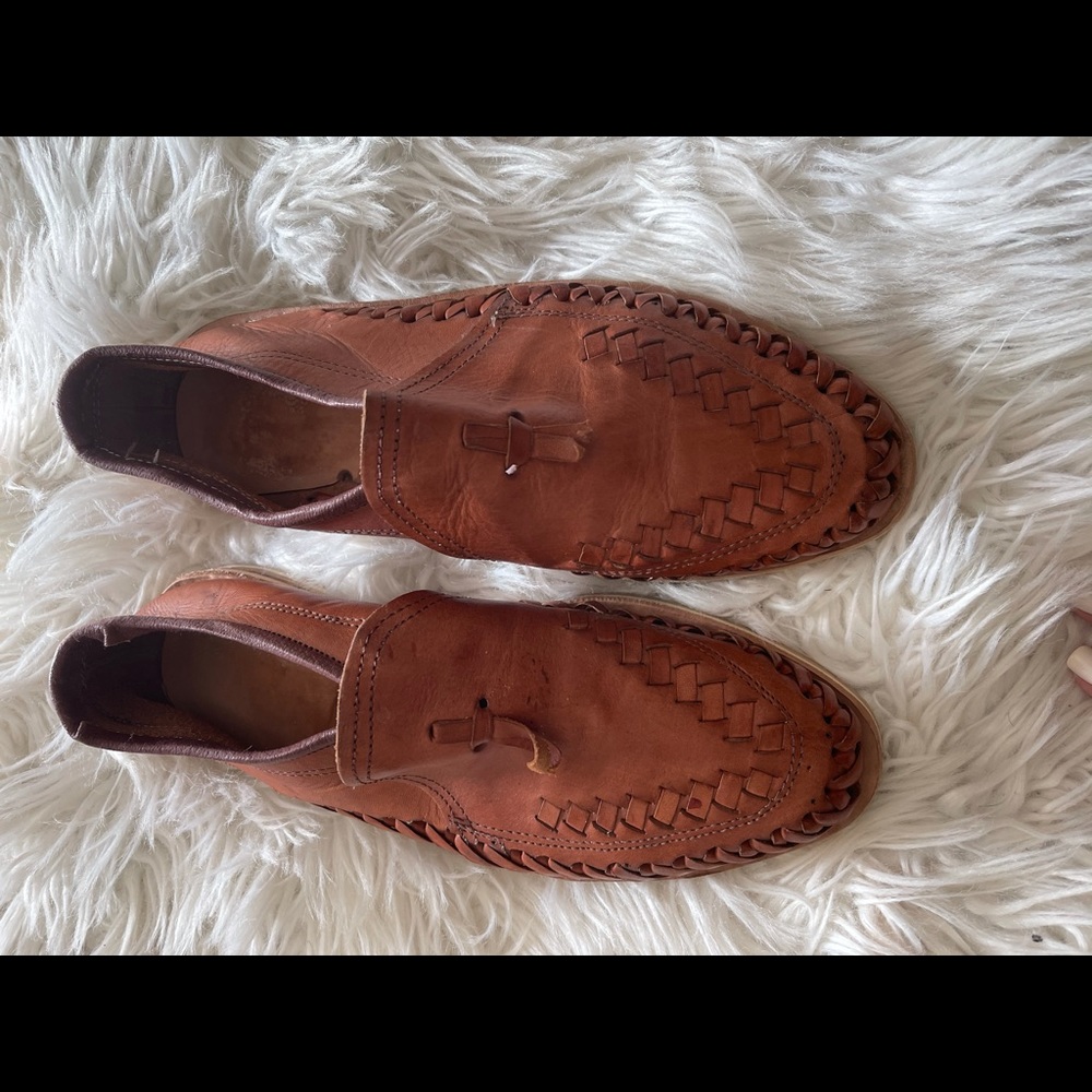 Men's Braided Leather Slip-On Loafers in Brown